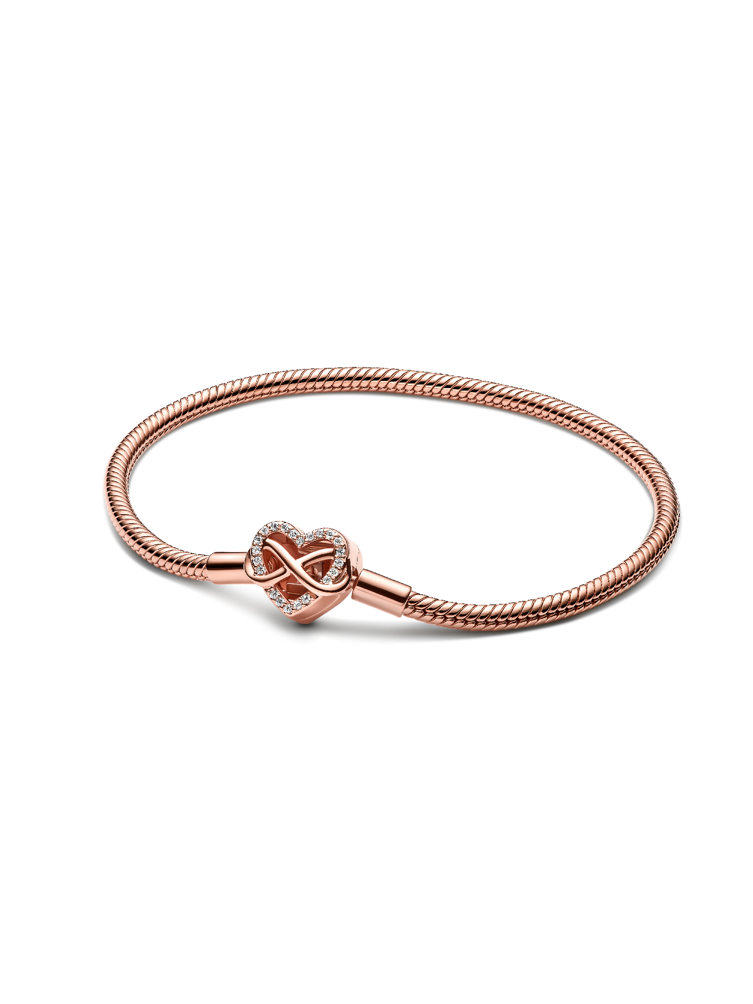 Sparkling Infinity Heart Clasp Snake Chain Bracelet | ローズ
