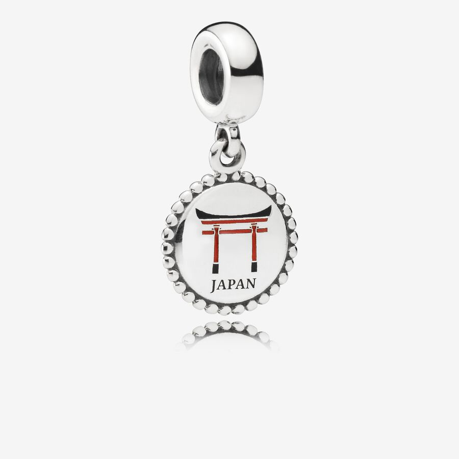 Shinto shrine silver dangle with red and black enamel image number 0
