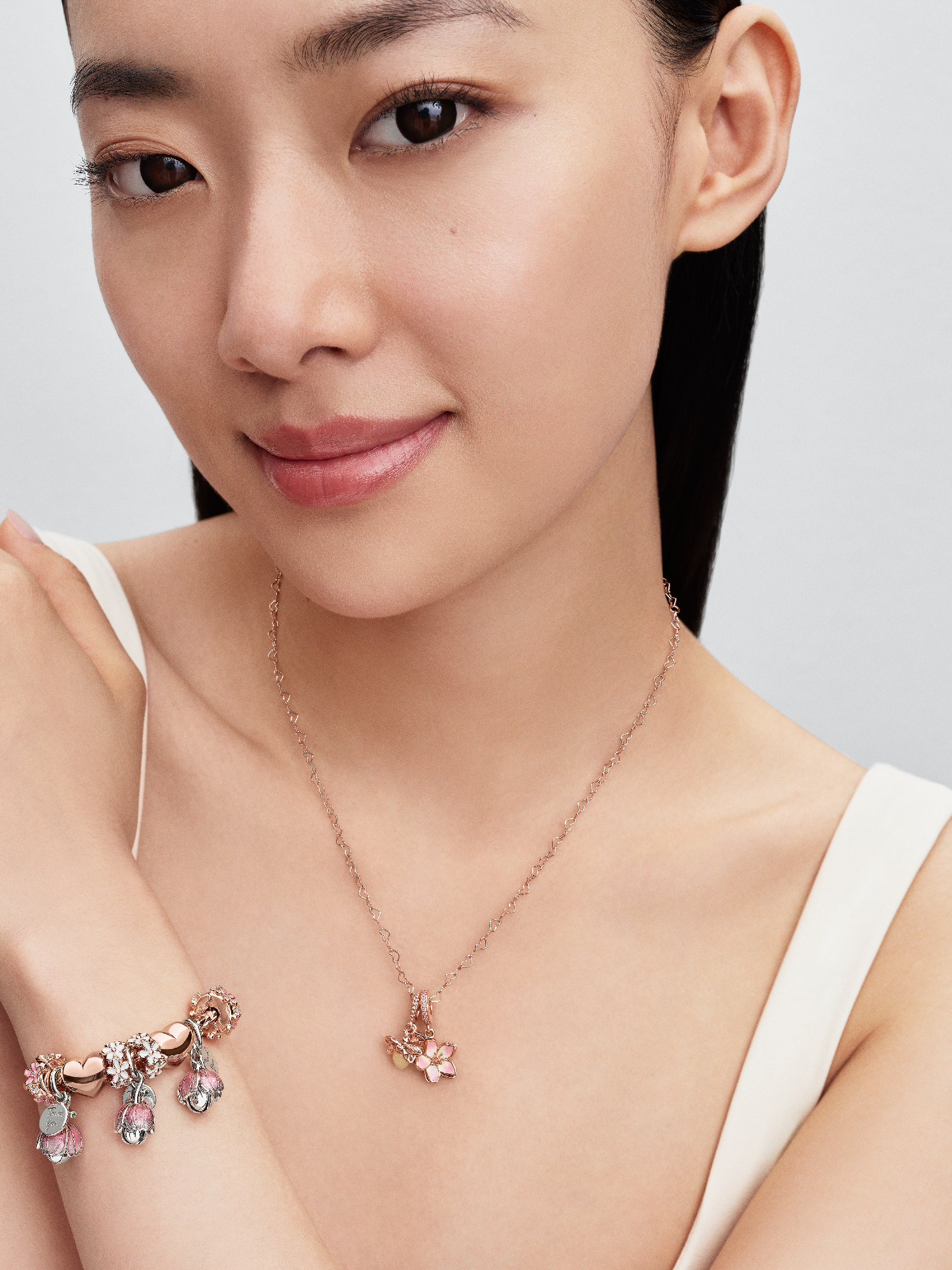 White Daisy Flower Spacer Charm | ローズゴールドプレーティング