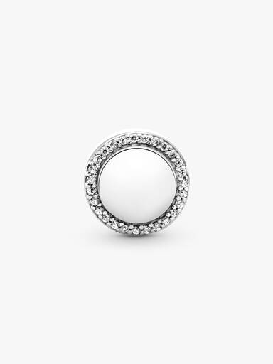 Silver charm with clear cubic zirconia