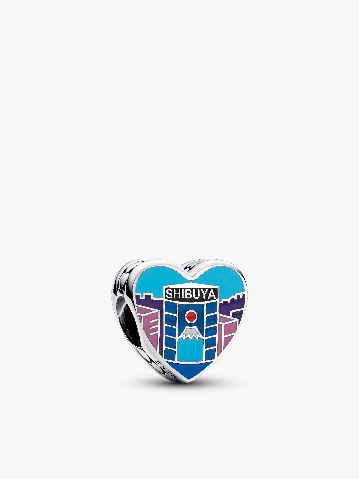 Tokyo sterling silver charm with black, pink, red, white, blue glow in the dark and glittery enamel