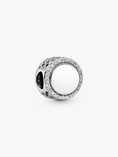 Silver charm with clear cubic zirconia