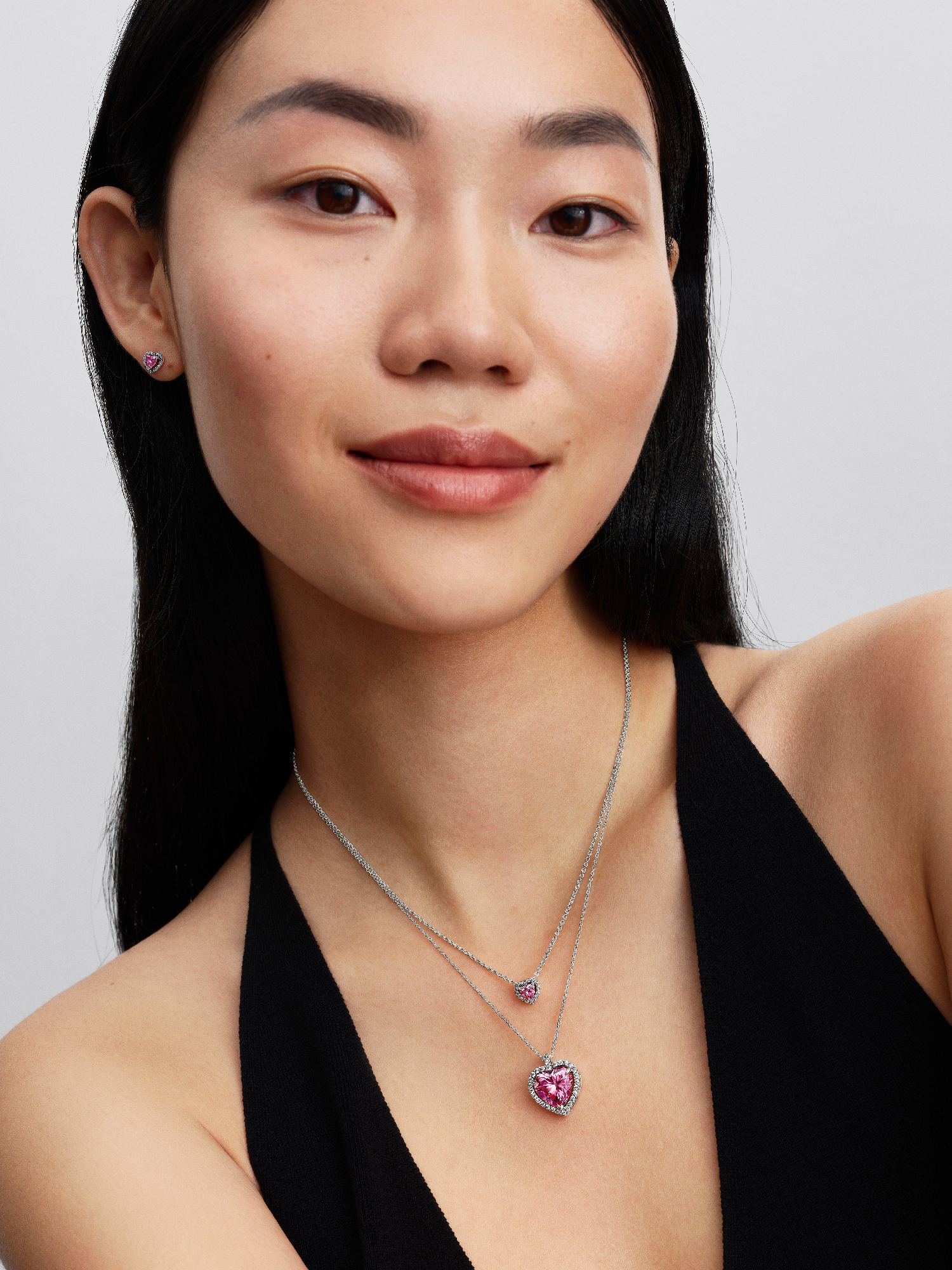 Pink Halo Heart Collier Necklace | スターリングシルバー | パンドラ'