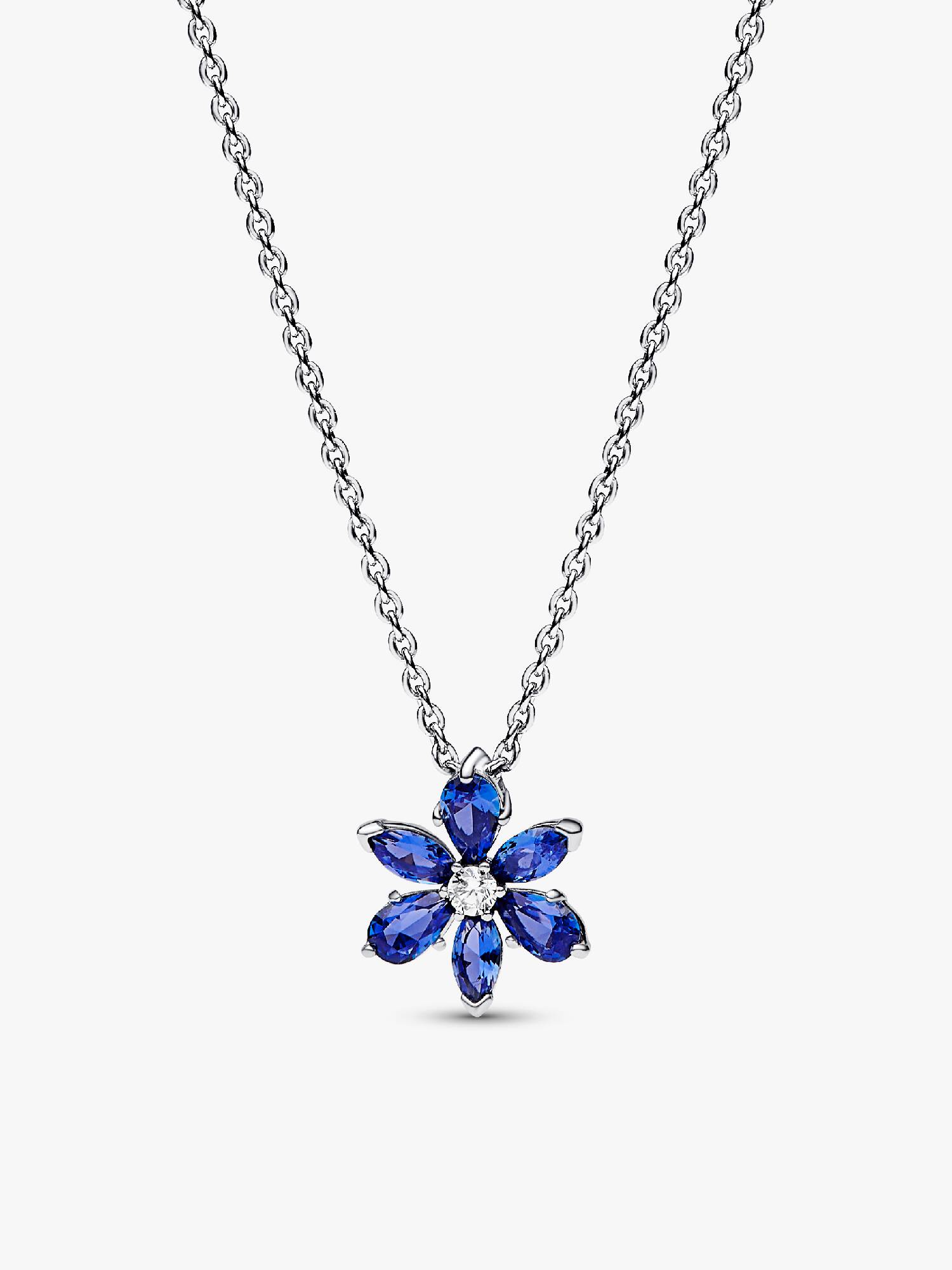 Sparkling Blue Herbarium Cluster Pendant Necklace