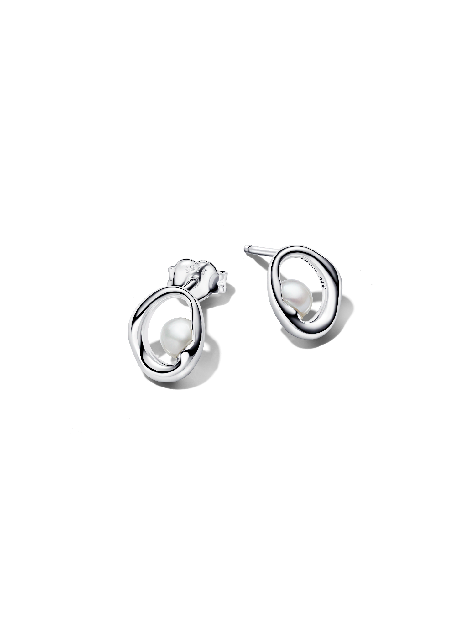 Organically Shaped Oval & Treated Freshwater Cultured Pearl Stud Earrings