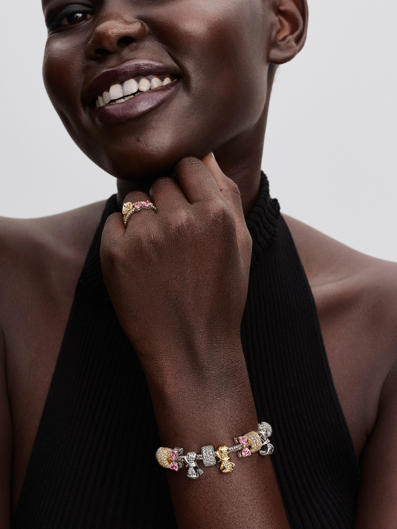 Heart Clasp Faceted Snake Chain Bracelet | スターリングシルバー