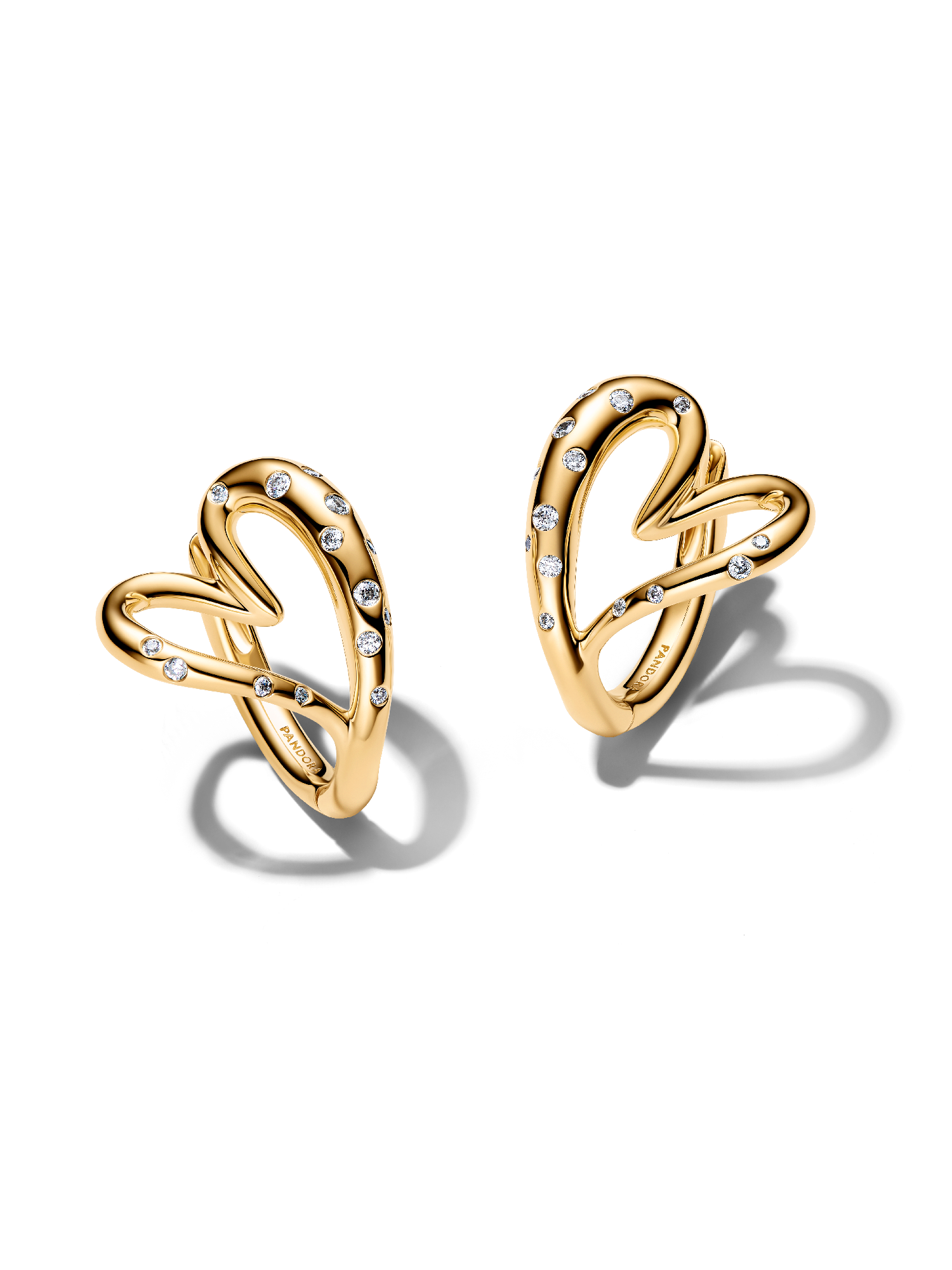 Organically Shaped Stone-Set Heart Hoop Earrings | ゴールドプレー