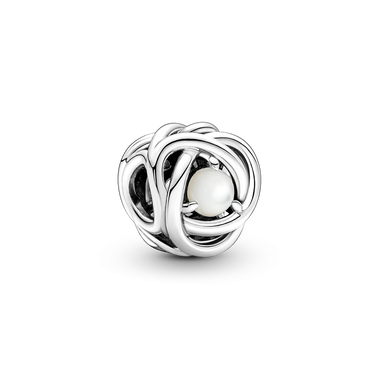 White Mother of Pearl Eternity Circle Charm