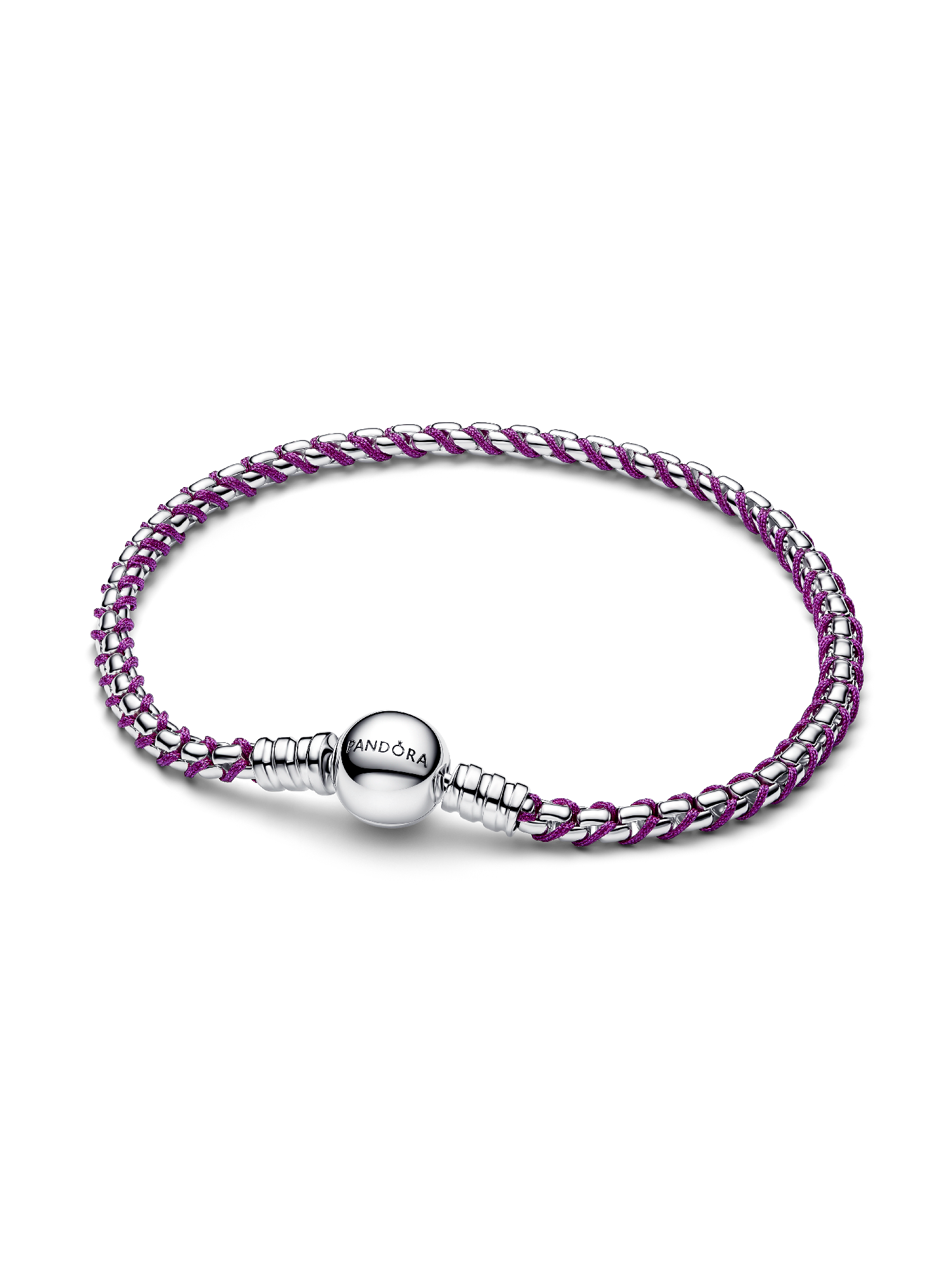 Purple Cord Box Chain Bracelet | スターリングシルバー | パンドラ'