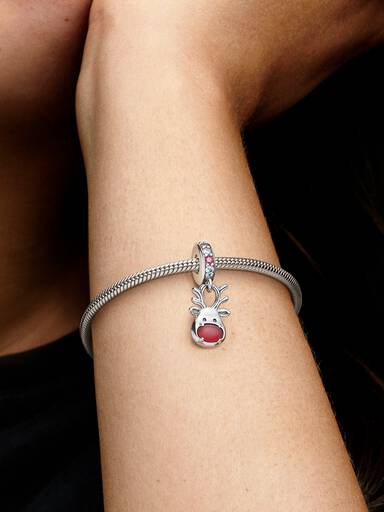 Red Nose Reindeer Murano Dangle Charm