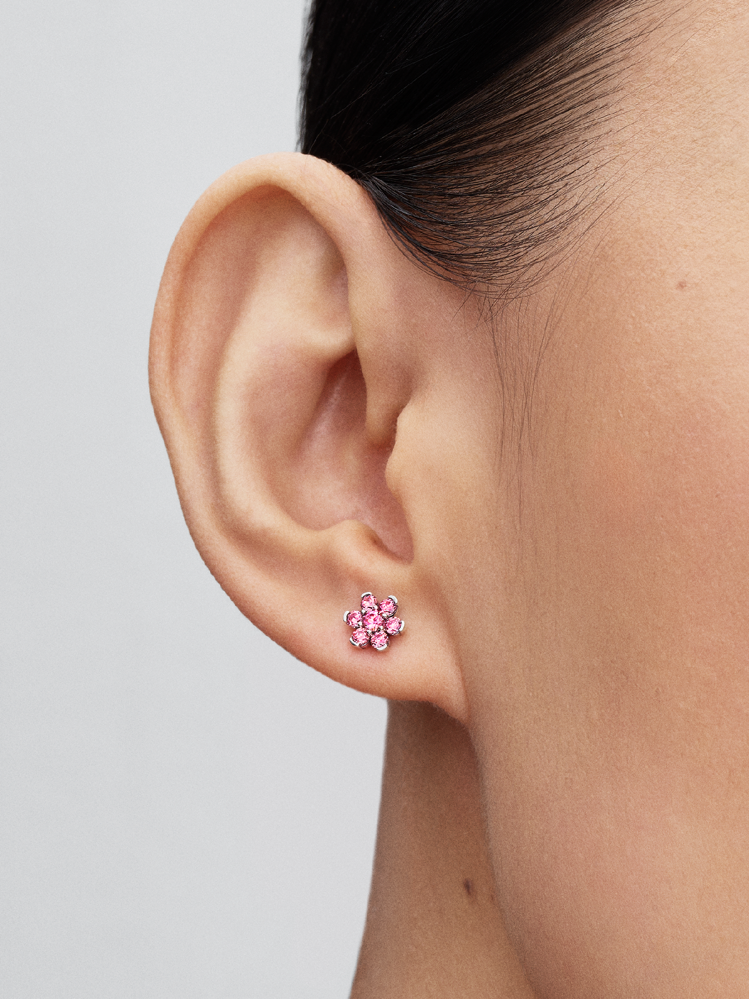 PANDORA フラワーモチーフ ピアス Sparkling Pink Flower Stud Earrings | スターリングシルバー | パンドラ'