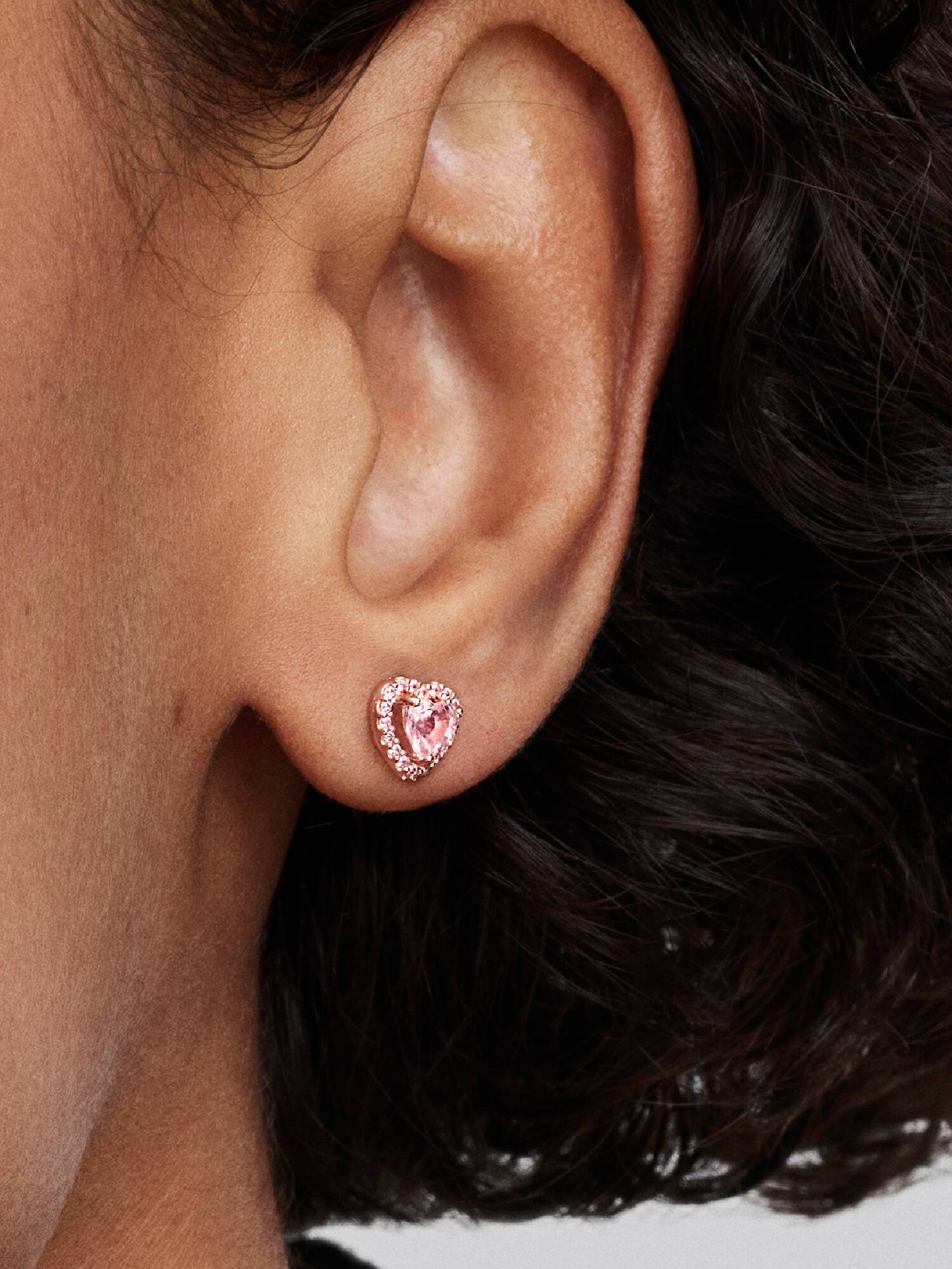 Pink Elevated Heart Stud Earrings