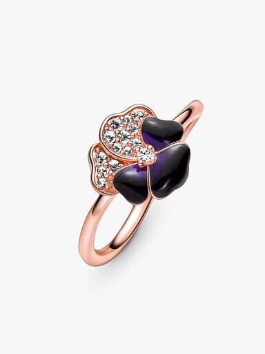 Deep Purple Pansy Flower Ring