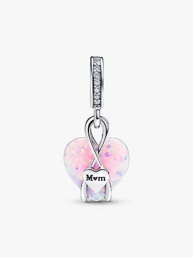 Mum Opalescent Heart Dangle Charm