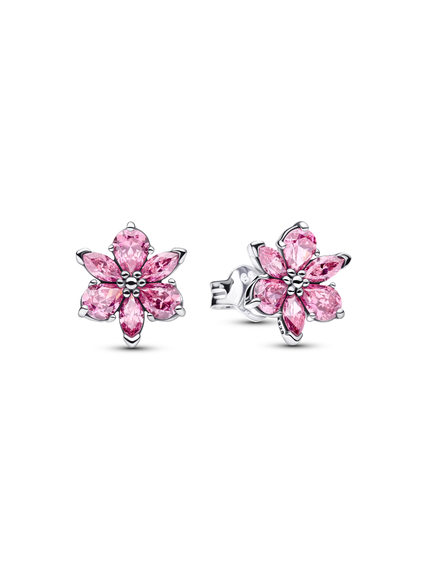Herbarium Sparkling Pink Flower Stud Earrings