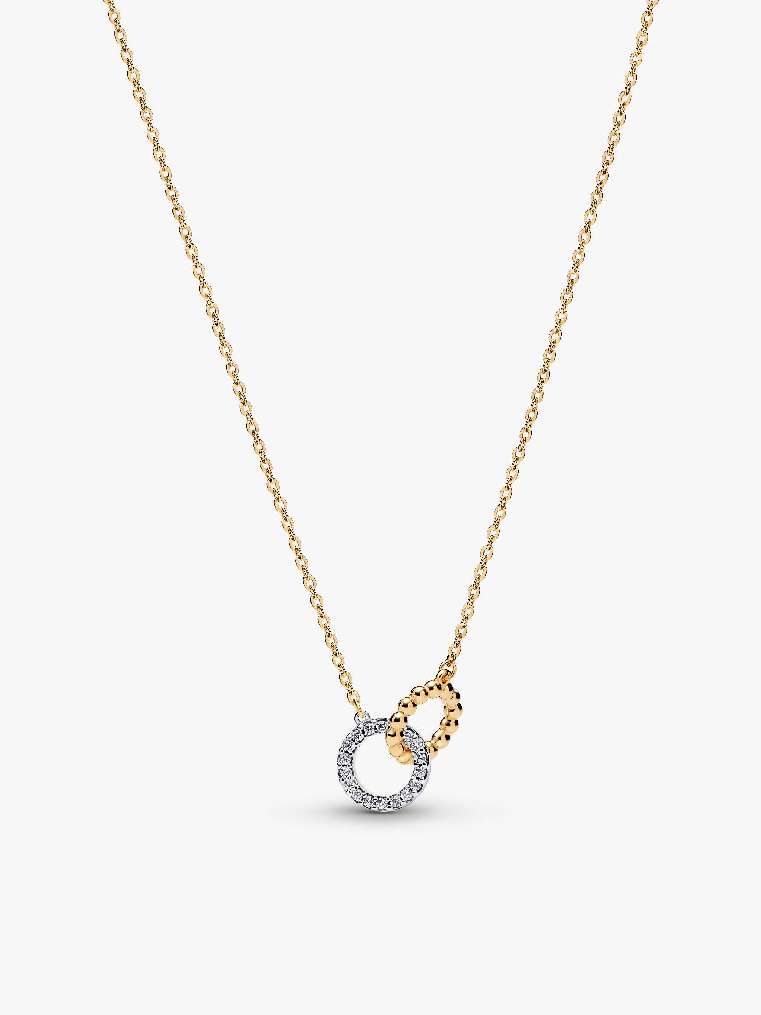 Beads & Pavé Interlocking Circles Necklace
