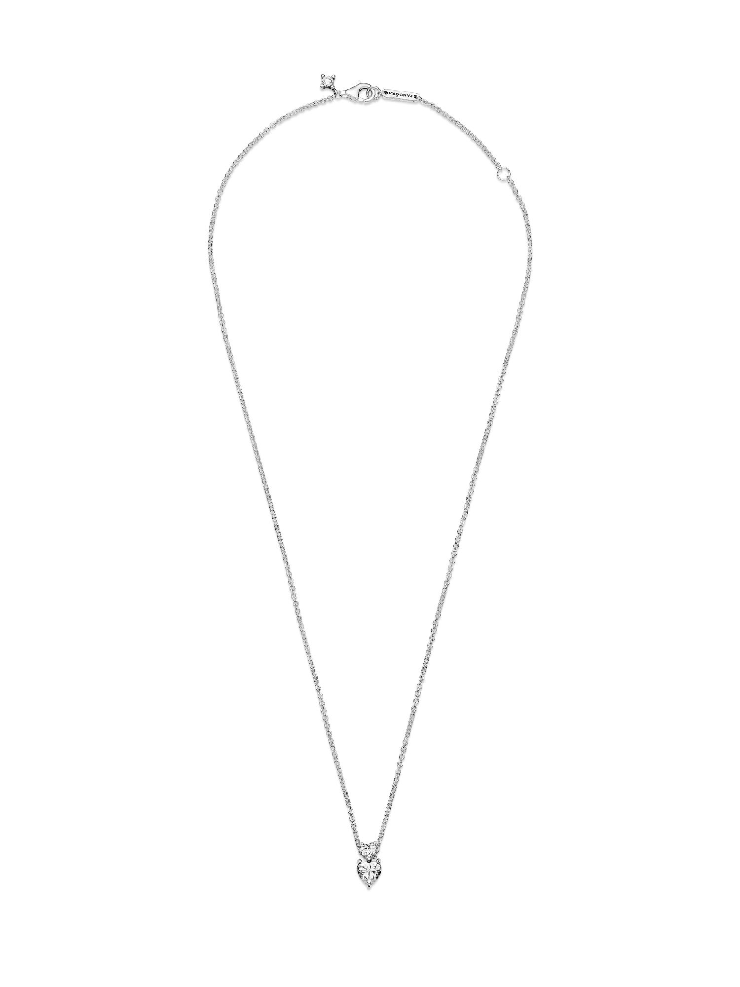 Double Heart Pendant Sparkling Collier Necklace | スターリング 