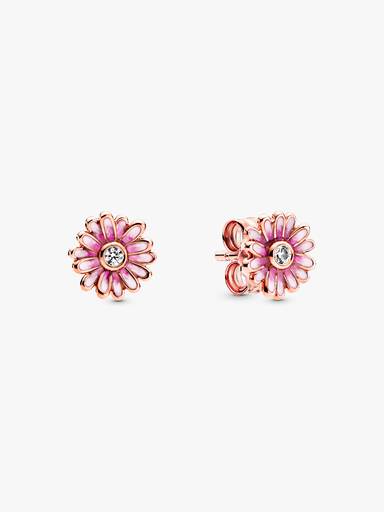 Pink Daisy Flower Stud Earrings