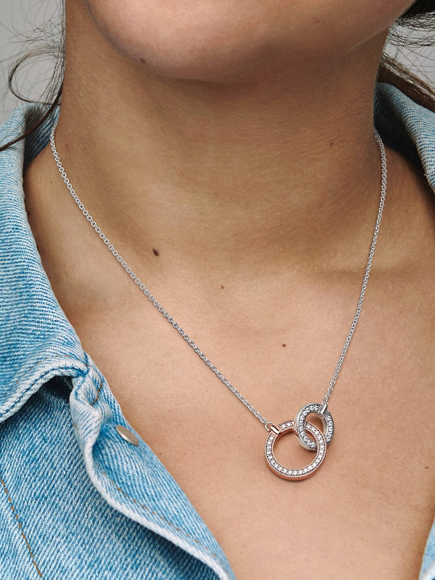 Pandora Signature Two tone Intertwined Circles Necklace