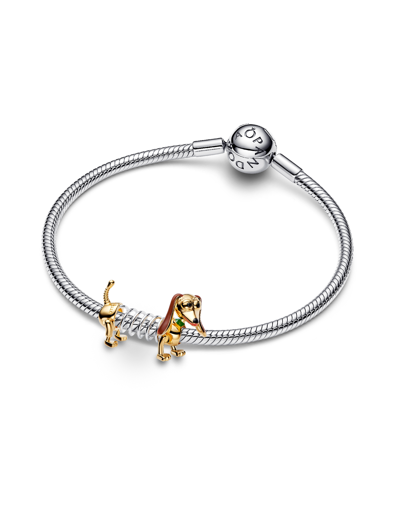 パンドラDisney Pixar スリンキー チャーム Disney Pixar Toy Story Slinky Dog Charm | ツートーン | パンドラ'