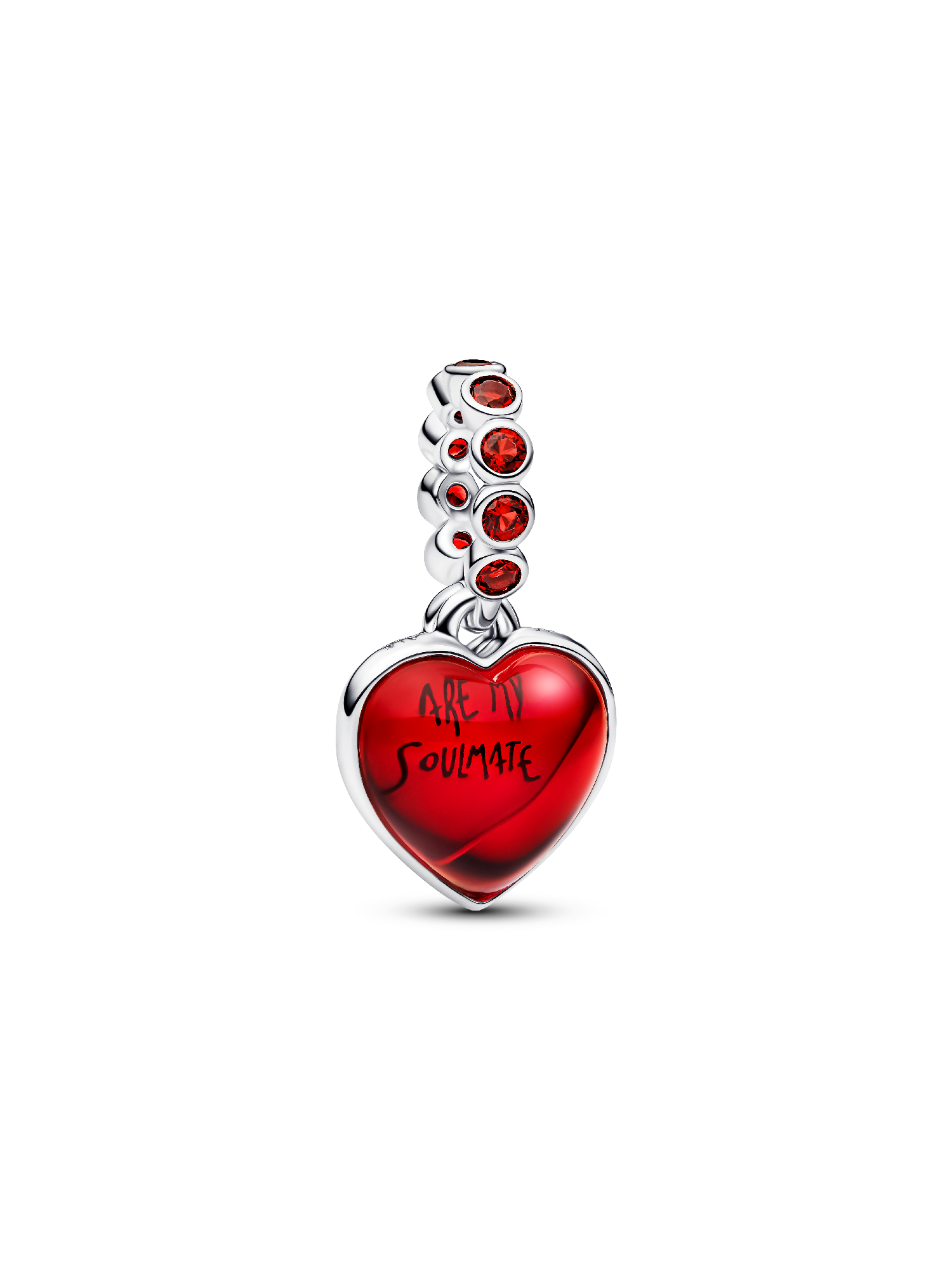 Red Murano Glass Heart Double Dangle Charm | スターリングシルバー