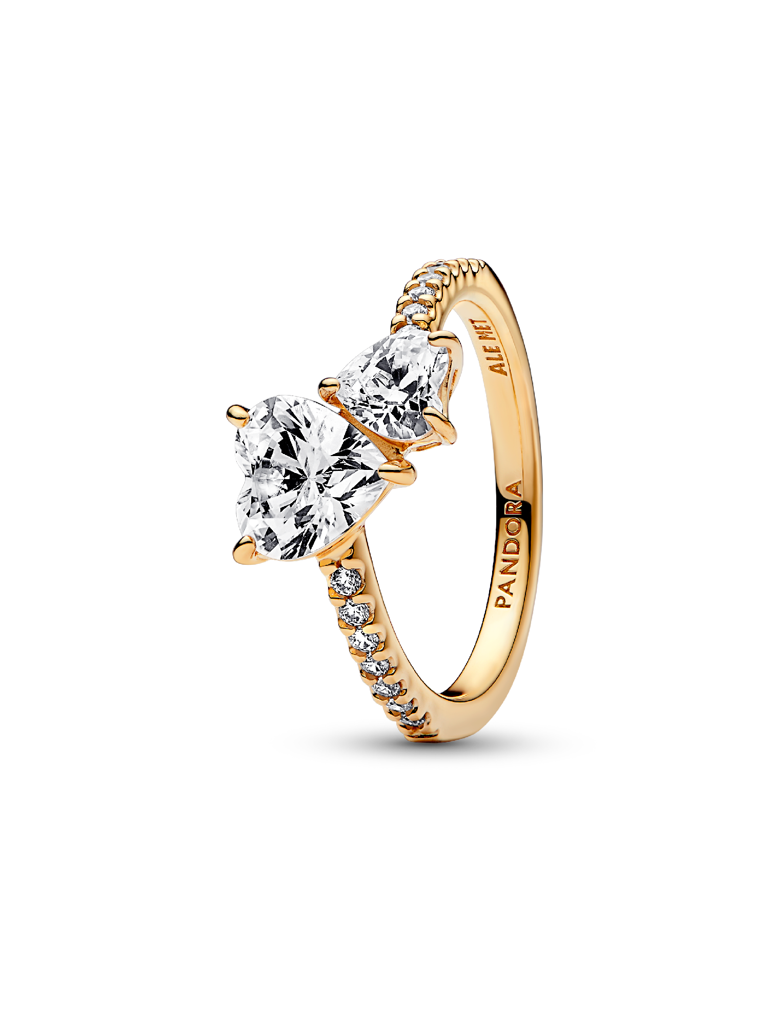 Double Heart Sparkling Ring | ゴールドプレーティング | パンドラ'