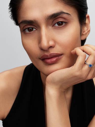 Elevated Princess Blue Heart Ring