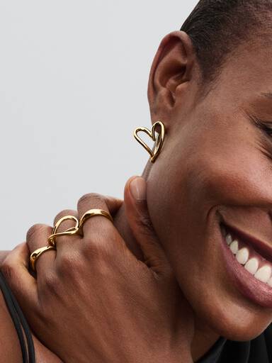 Organically Shaped Heart Hoop Earrings