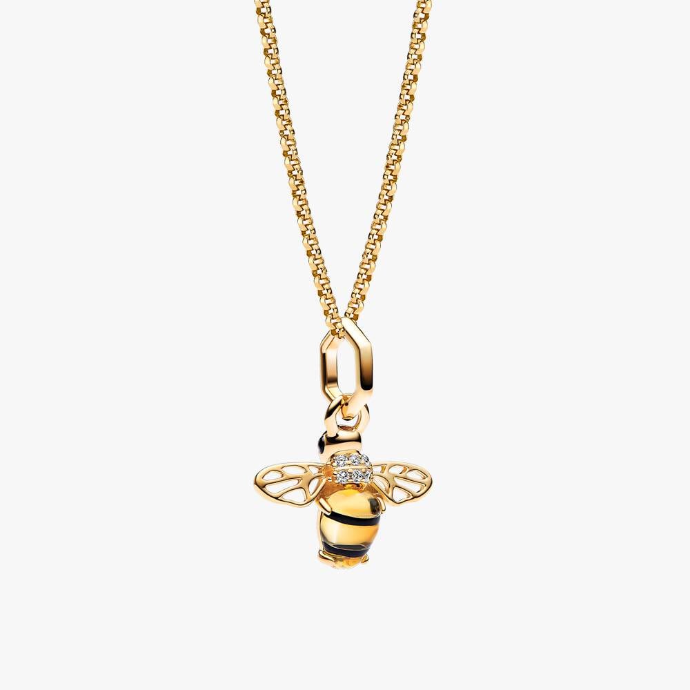 14k Gold-Plated Bee Charm and Necklace Set
