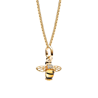 14k Gold-Plated Bee Charm and Necklace Set