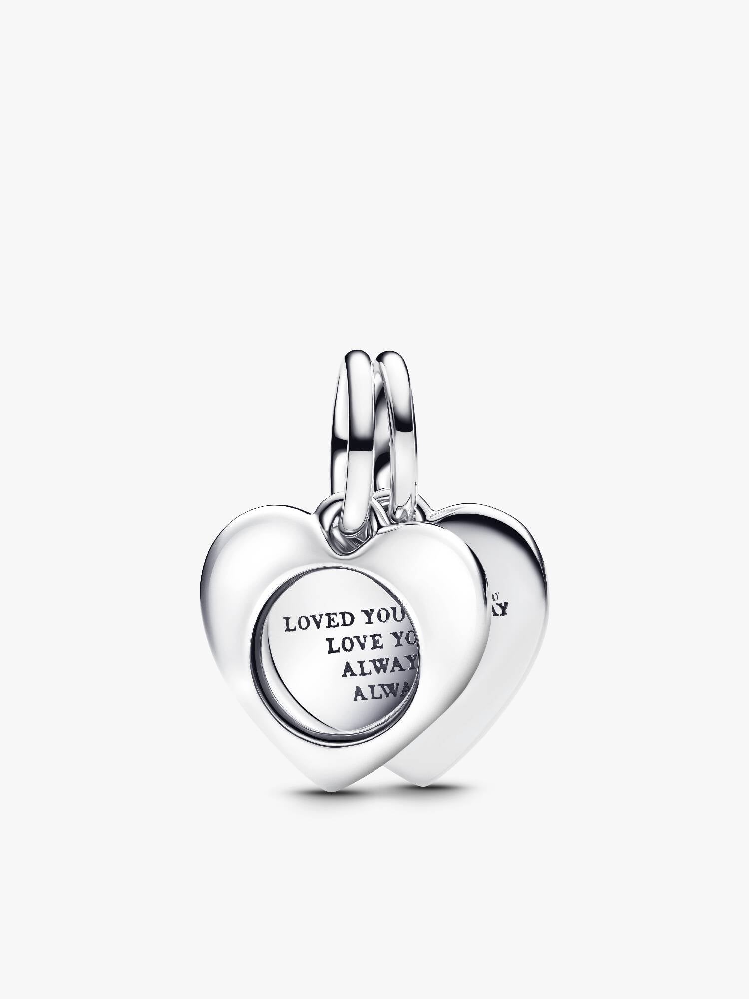 Engravable Heart Magnifying Glass Double Dangle Charm