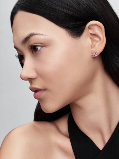 Sparkling Infinity Heart Stud Earrings