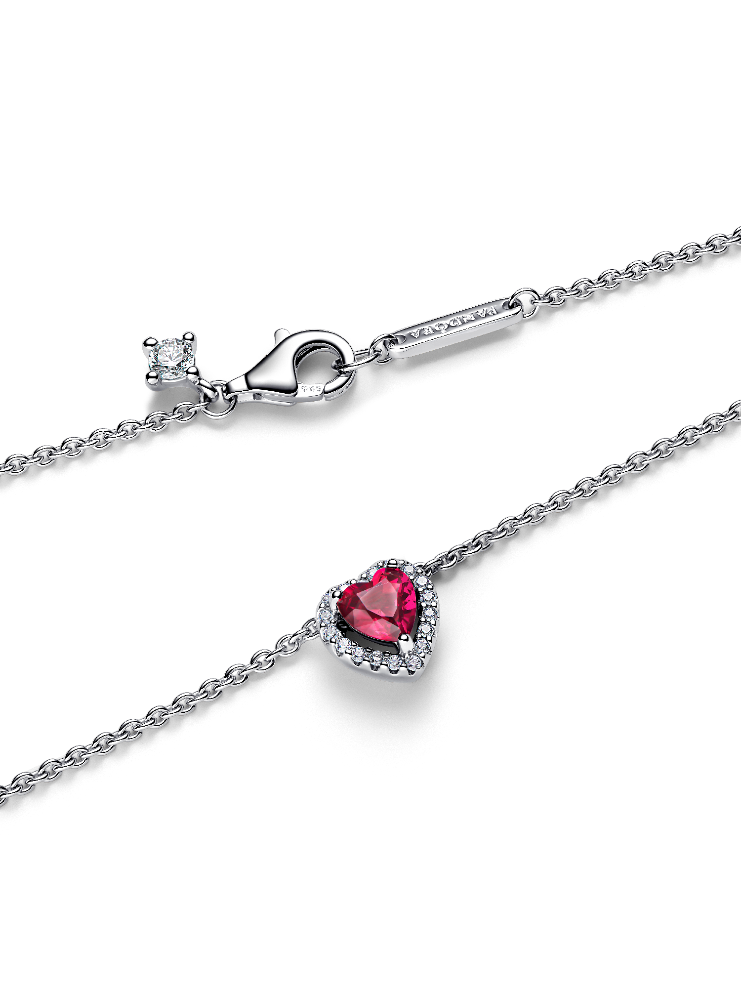 Elevated Red Heart Collier Necklace | スターリングシルバー | パンドラ'