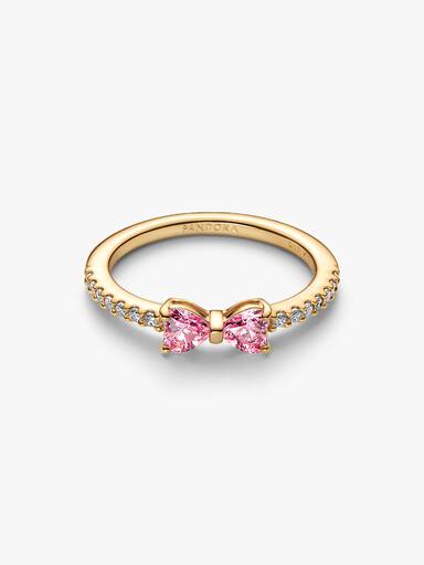 Sparkling Pink Bow Ring