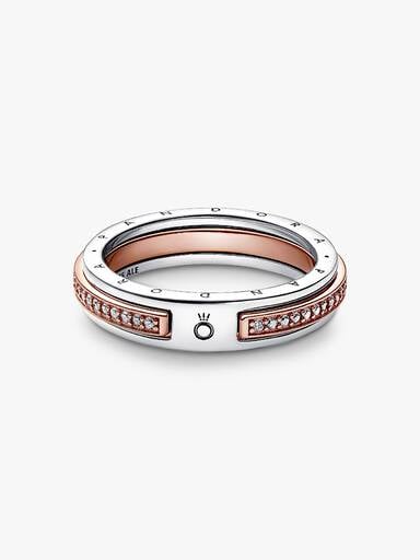 Pandora Signature Two-tone Logo & Pavé Ring