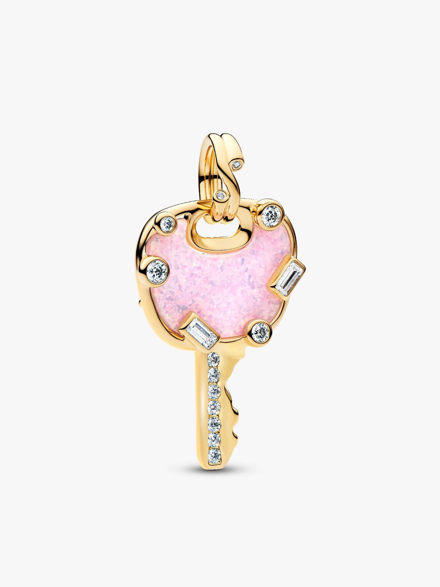 Opalescent Pink Love Key Large Dangle Charm
