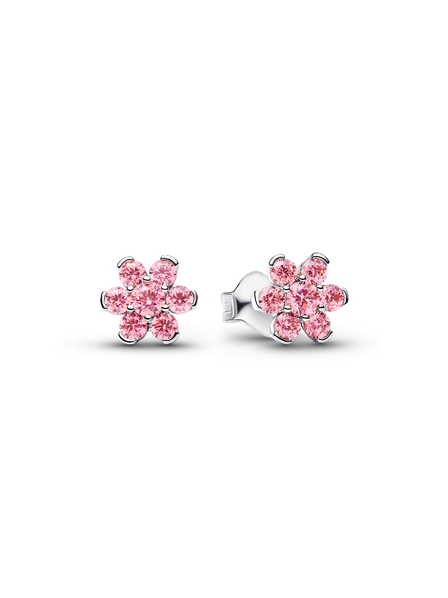 Sparkling Pink Flower Stud Earrings | スターリングシルバー | パンドラ'