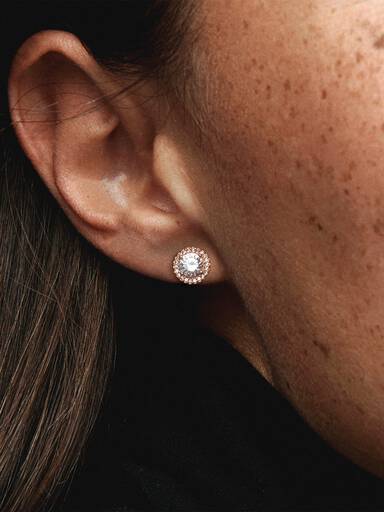 Round Sparkle Halo Stud Earrings