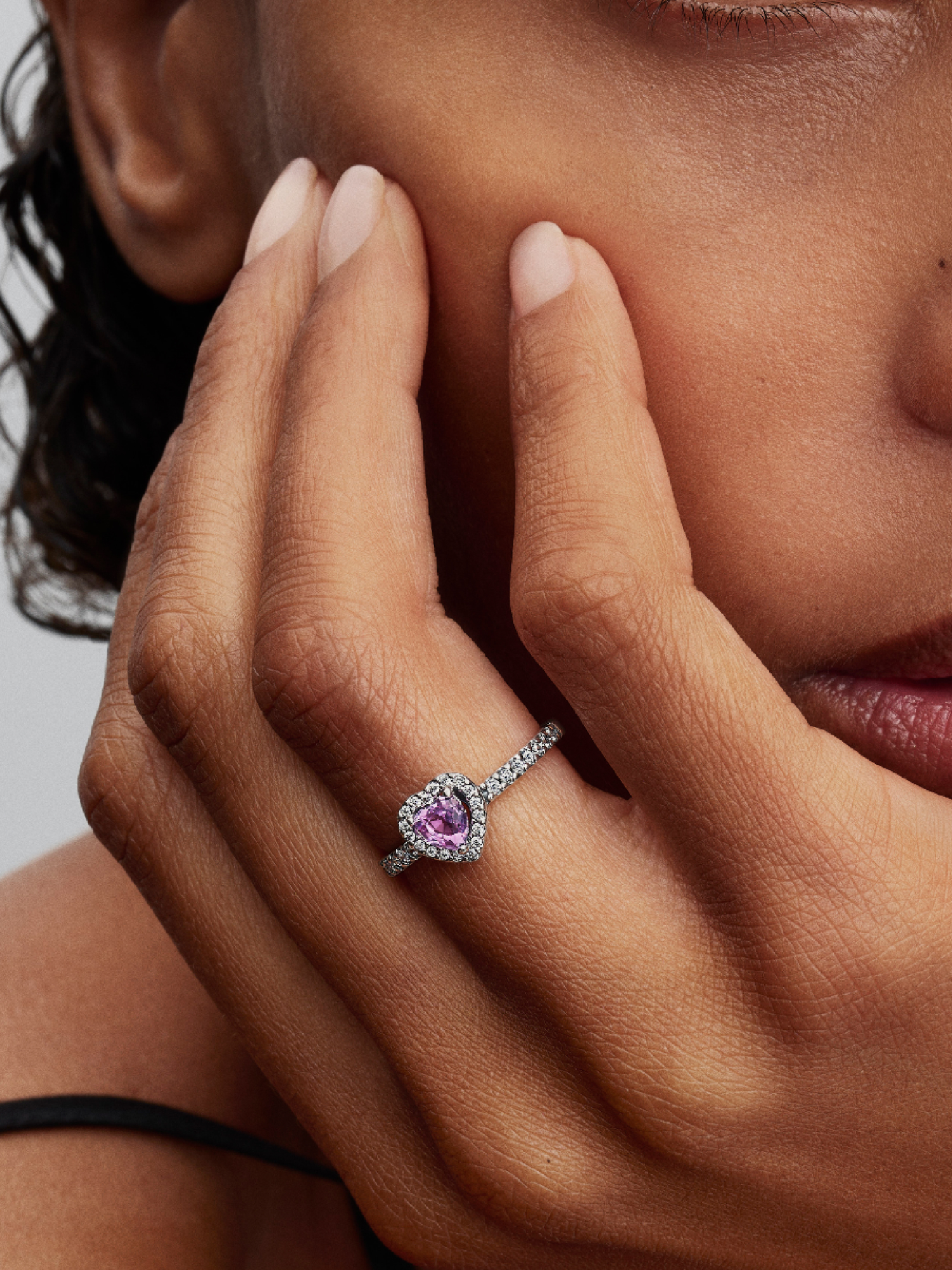 Elevated Light Purple Heart Ring | スターリングシルバー | パンドラ'