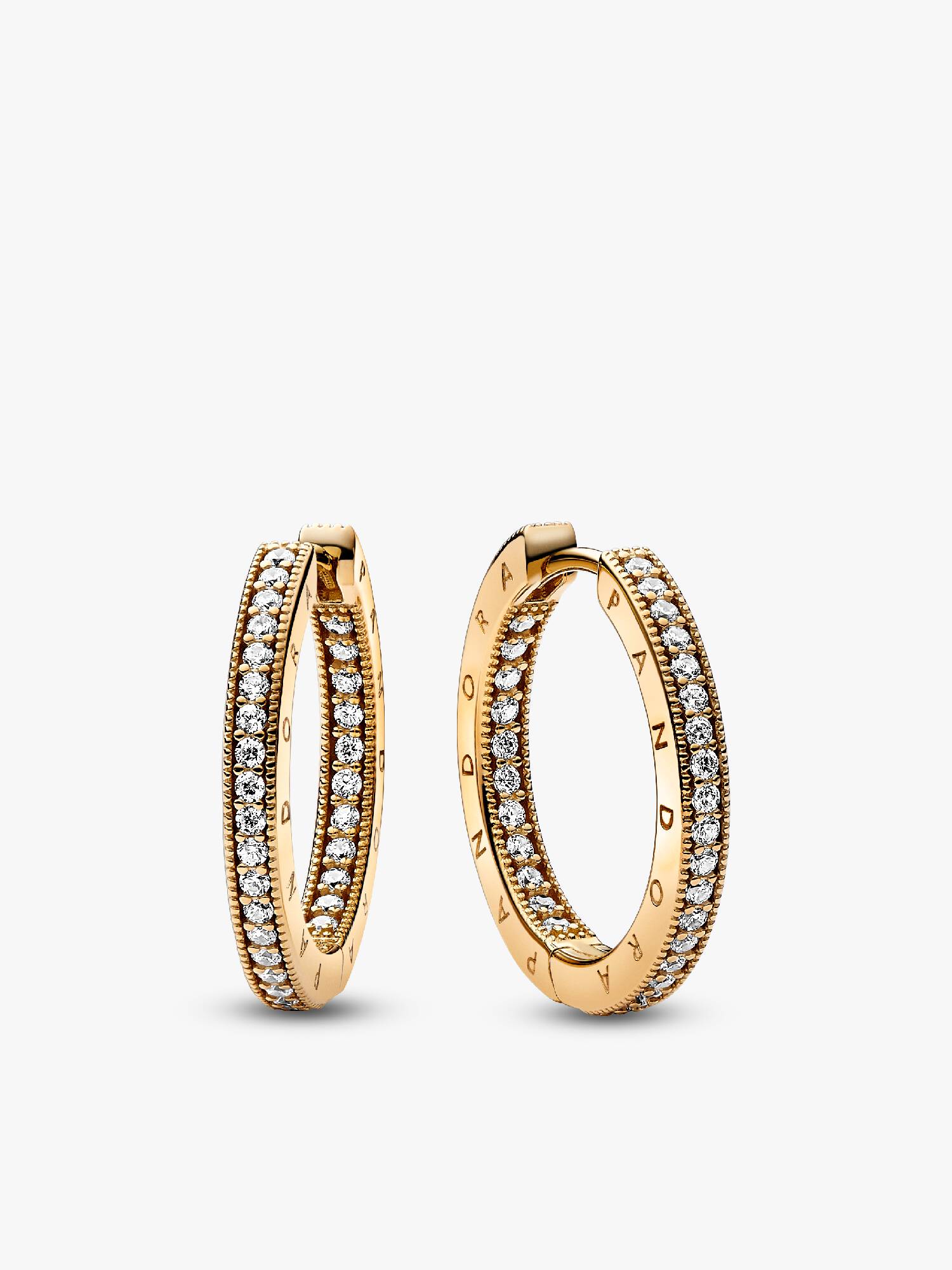 Pandora Signature Logo & Pavé Hoop Earrings