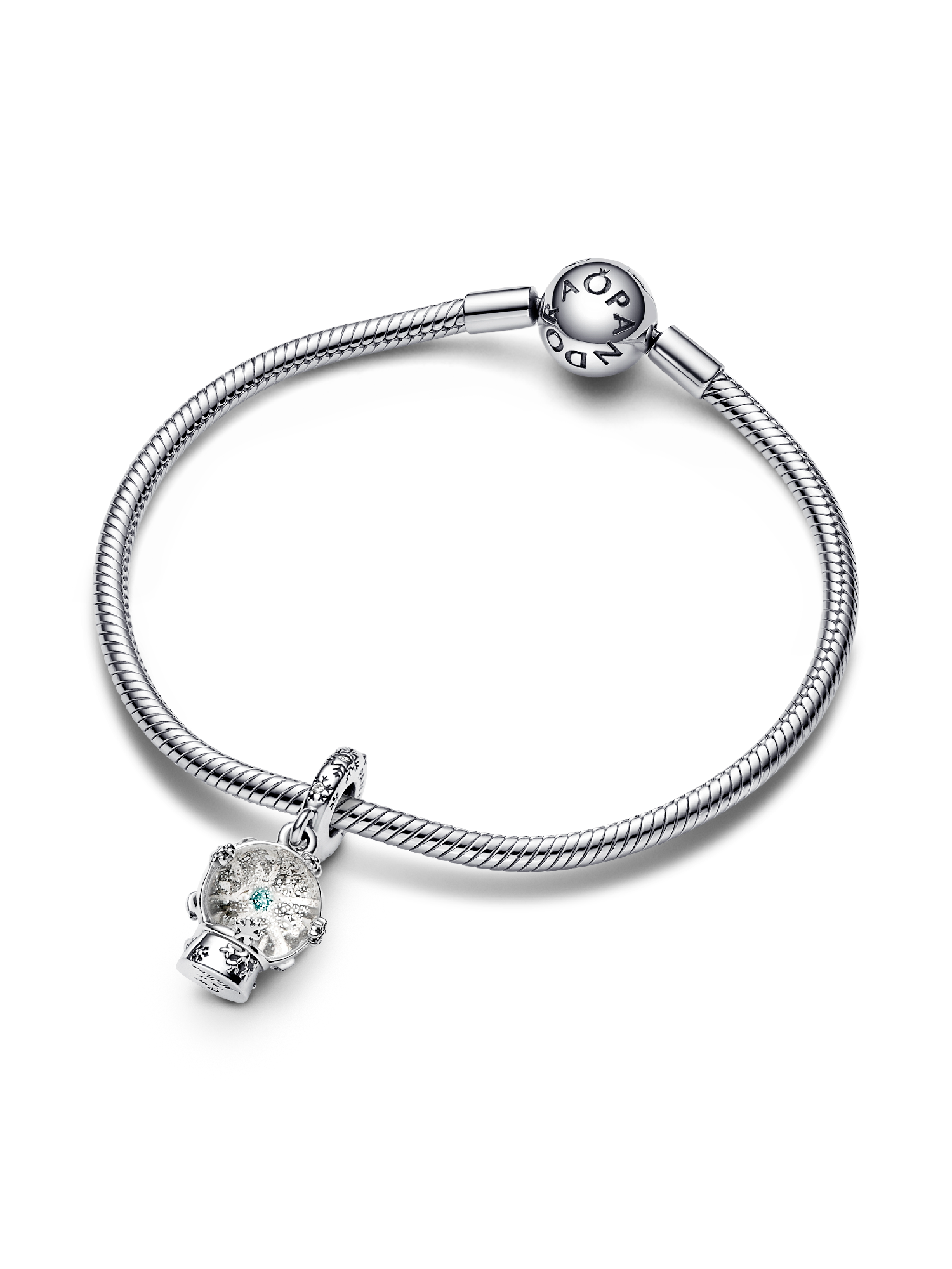 Snowflake Snowglobe Dangle Charm | スターリングシルバー | パンドラ'