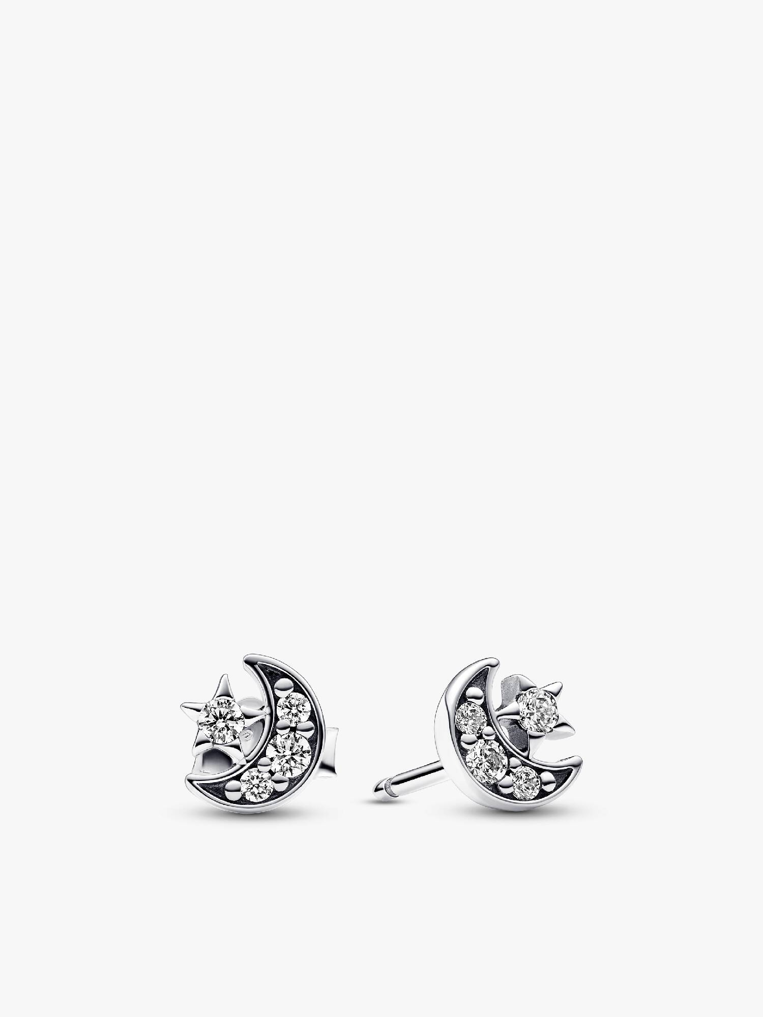 Sparkling Moon & Star Stud Earrings