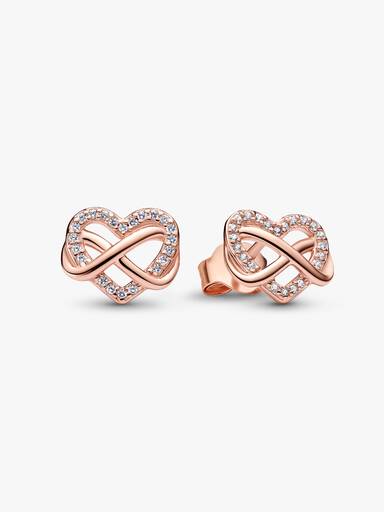 Sparkling Infinity Heart Stud Earrings
