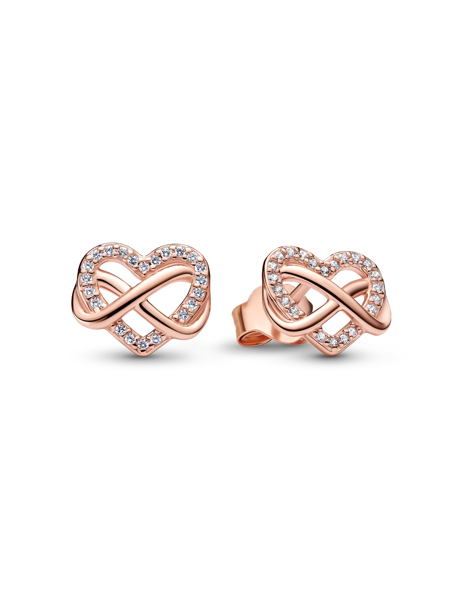 Sparkling Infinity Heart Stud Earrings