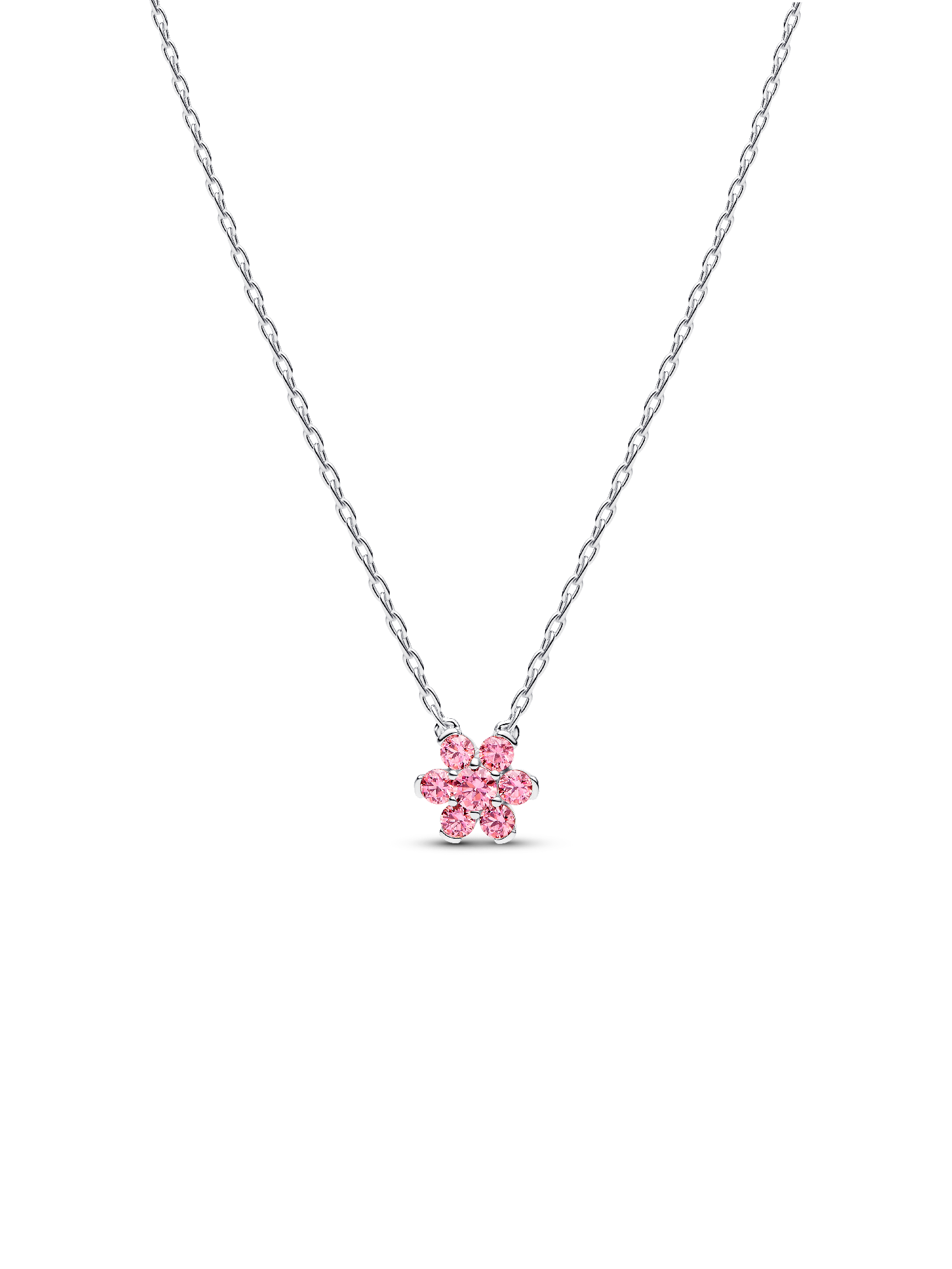 Sparkling Pink Flower Pendant Necklace