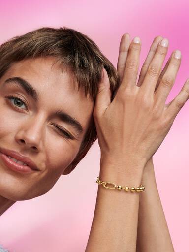 Metal Bead & Link Chain Bracelet