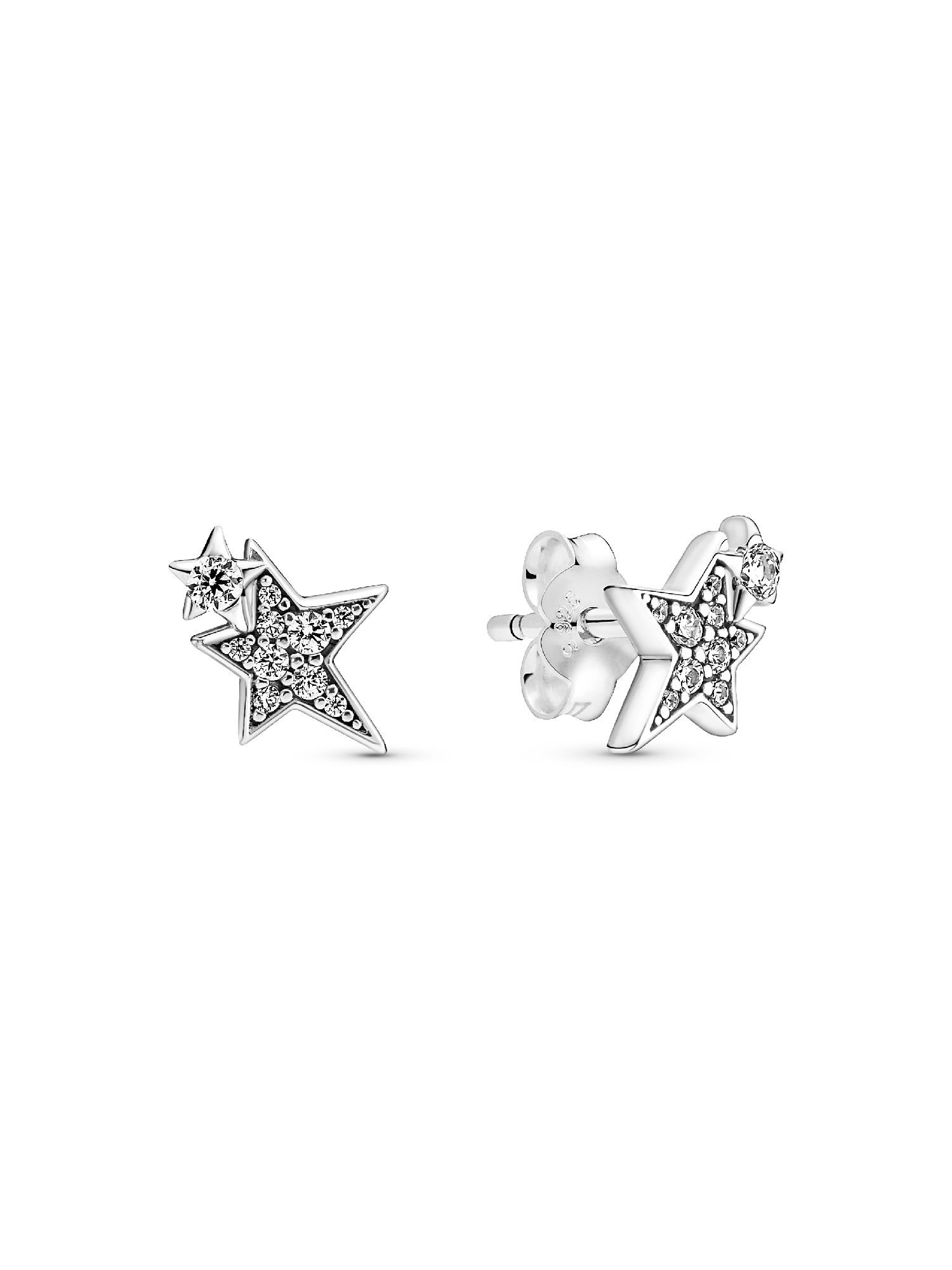 Sparkling Asymmetric Stars Stud Earrings | スターリングシルバー