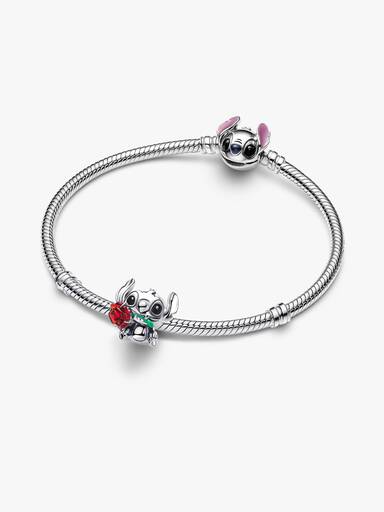 Disney Stitch Rose Murano Glass Charm