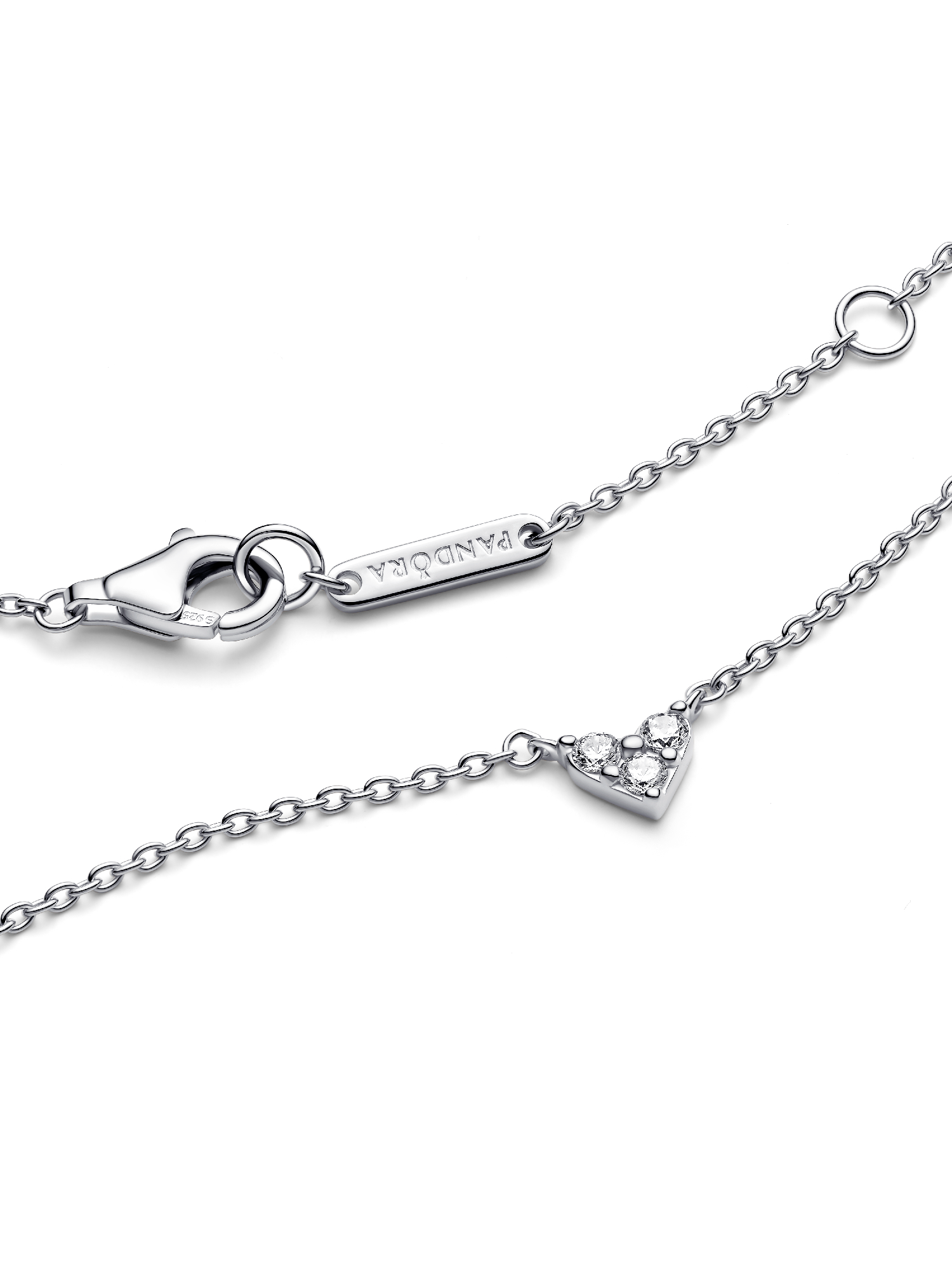 Triple Stone Heart Collier Necklace | スターリングシルバー | パンドラ'