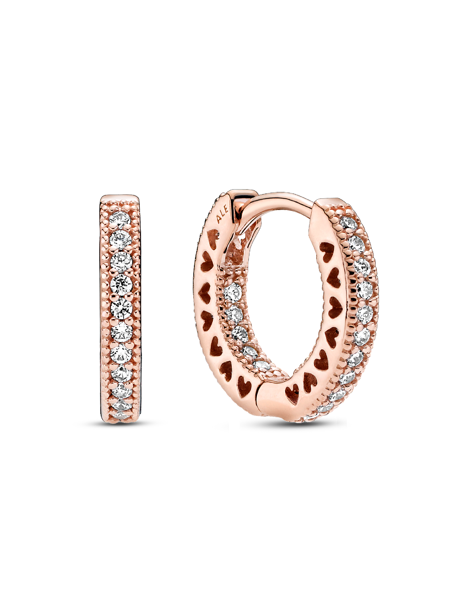Pavé Heart Hoop Earrings | ローズゴールドプレーティング | パンドラ'